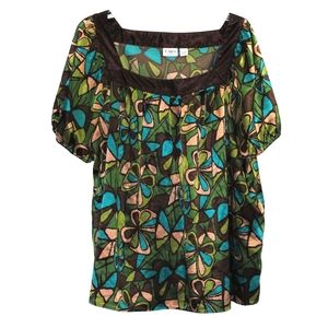Cato silk short sleeve blouse
